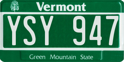 VT license plate YSY947