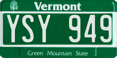 VT license plate YSY949