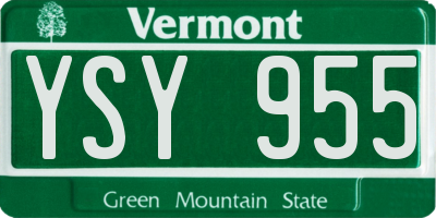 VT license plate YSY955