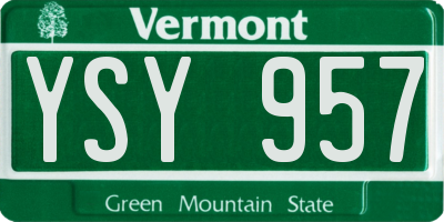 VT license plate YSY957