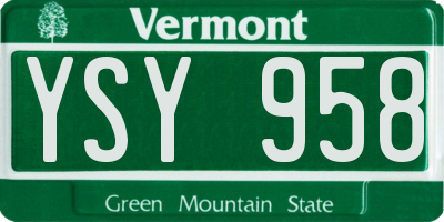 VT license plate YSY958