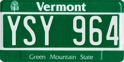 VT license plate YSY964