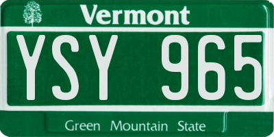 VT license plate YSY965
