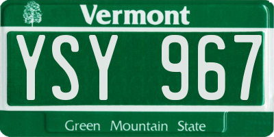 VT license plate YSY967