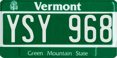 VT license plate YSY968