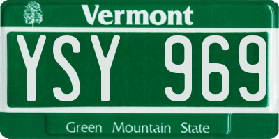 VT license plate YSY969
