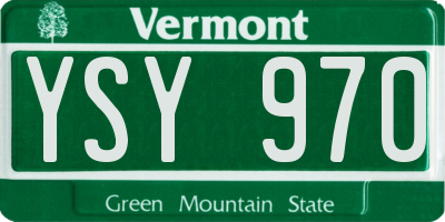 VT license plate YSY970