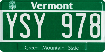 VT license plate YSY978