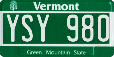 VT license plate YSY980