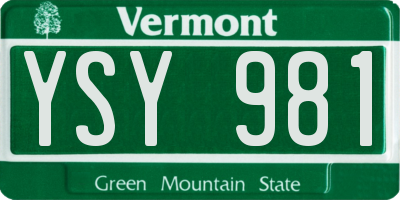 VT license plate YSY981