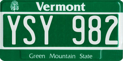 VT license plate YSY982