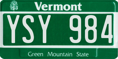 VT license plate YSY984