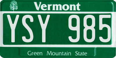 VT license plate YSY985
