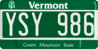 VT license plate YSY986