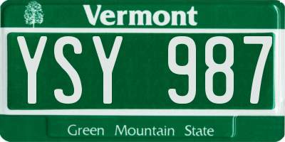 VT license plate YSY987