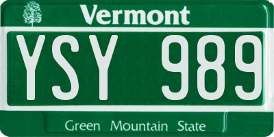 VT license plate YSY989