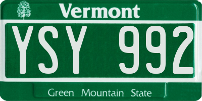 VT license plate YSY992