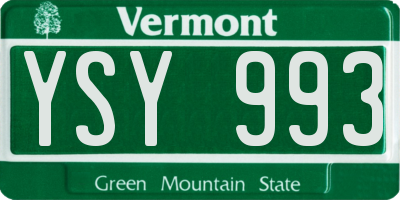 VT license plate YSY993