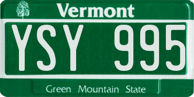VT license plate YSY995