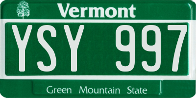 VT license plate YSY997