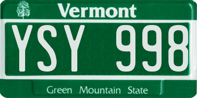 VT license plate YSY998