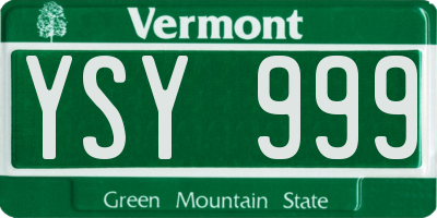 VT license plate YSY999