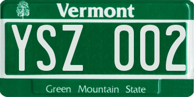 VT license plate YSZ002