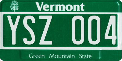 VT license plate YSZ004