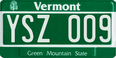 VT license plate YSZ009
