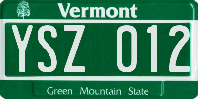VT license plate YSZ012