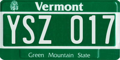 VT license plate YSZ017