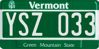 VT license plate YSZ033