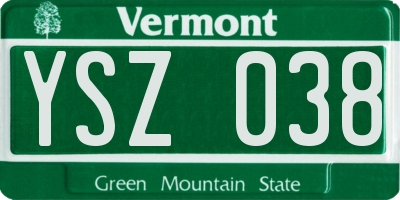 VT license plate YSZ038