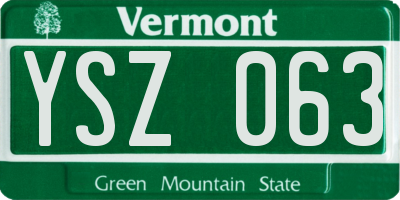 VT license plate YSZ063