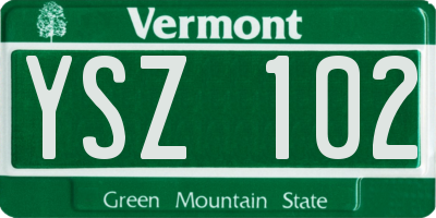 VT license plate YSZ102