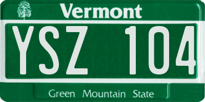 VT license plate YSZ104