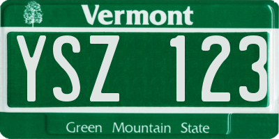 VT license plate YSZ123