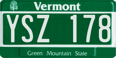 VT license plate YSZ178