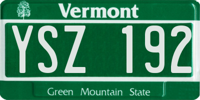 VT license plate YSZ192