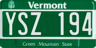 VT license plate YSZ194