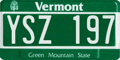 VT license plate YSZ197