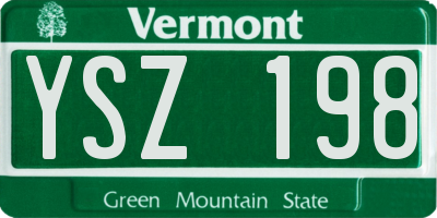 VT license plate YSZ198