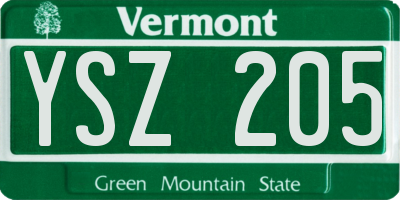 VT license plate YSZ205