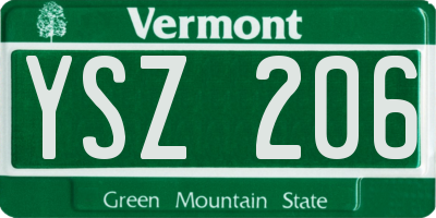 VT license plate YSZ206