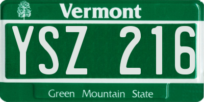 VT license plate YSZ216