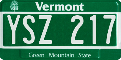 VT license plate YSZ217