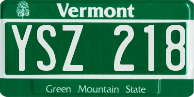 VT license plate YSZ218