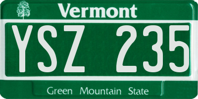 VT license plate YSZ235