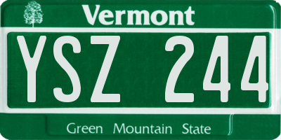 VT license plate YSZ244