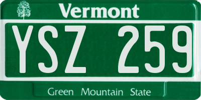 VT license plate YSZ259